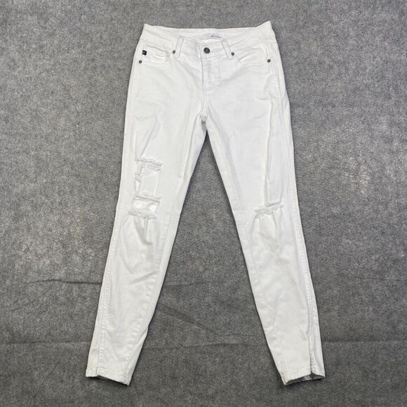 Kancan Womens 5/26 White Distressed Twisted Ankle Skinny Denim Jeans KC8086WT - Picture 1 of 10